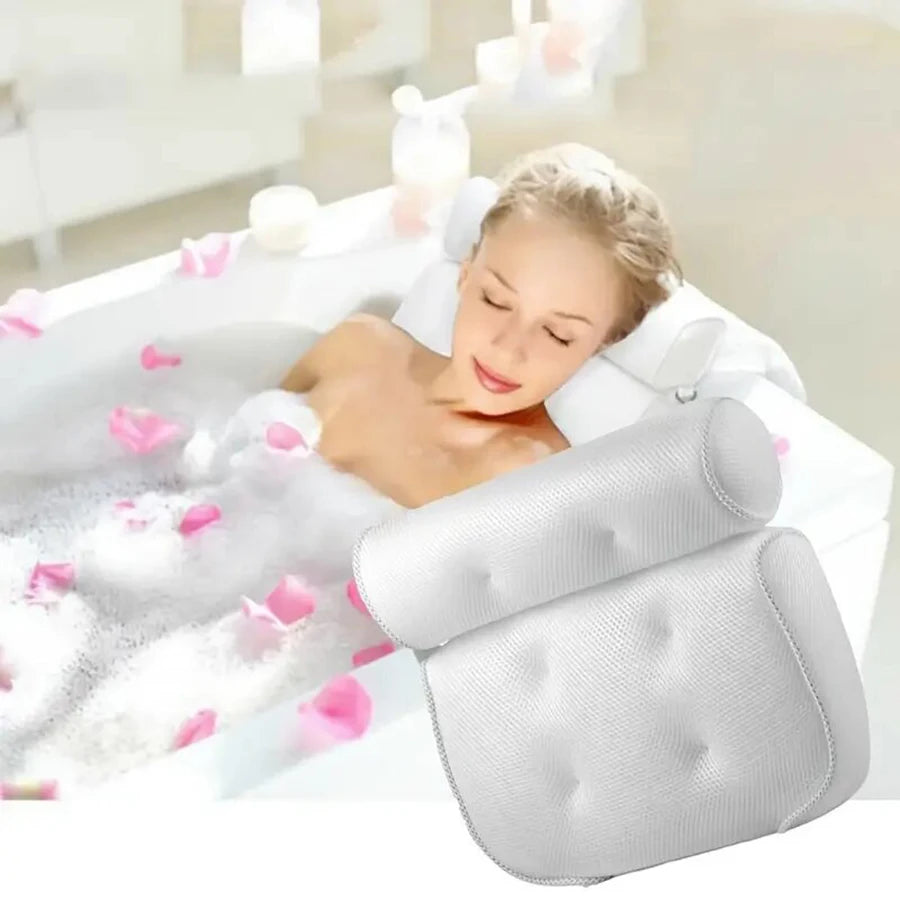 Ergonomic Bath Pillow - Spa Bathtub Cushion for Neck & Back Support with Suction Cups