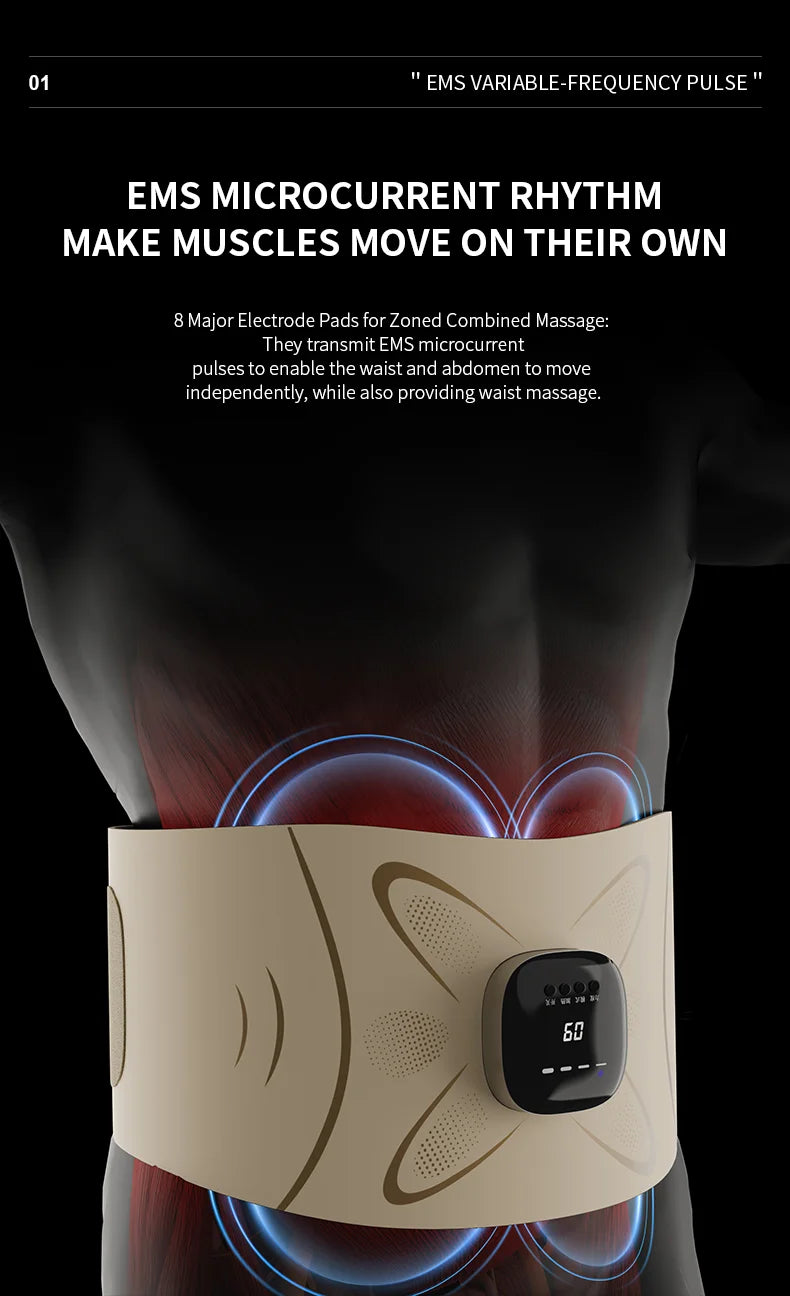 Electric Pulse Waist & Abdominal Massager with Heat & Toning Support - 9