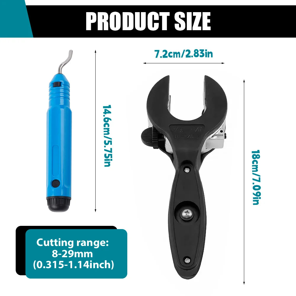 Ratchet Pipe Cutter 8-29mm with Deburring Tool - Universal Tubing Cutter for Tight Spaces