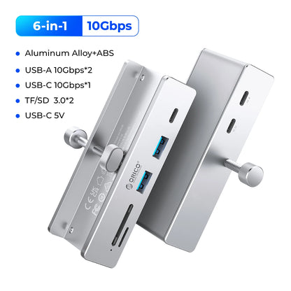 ORICO 6-in-1 USB 3.2 Hub 10Gbps High-Speed Data Transfer & SD/TF Reader