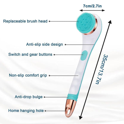 Electric Rotating Bath Brush & Back Scrubber for Deep Body Exfoliation