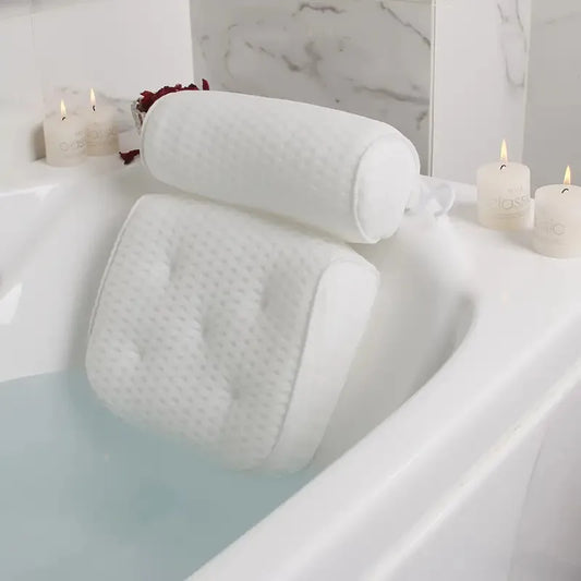 Ergonomic Bath Pillow - Spa Bathtub Cushion for Neck & Back Support with Suction Cups