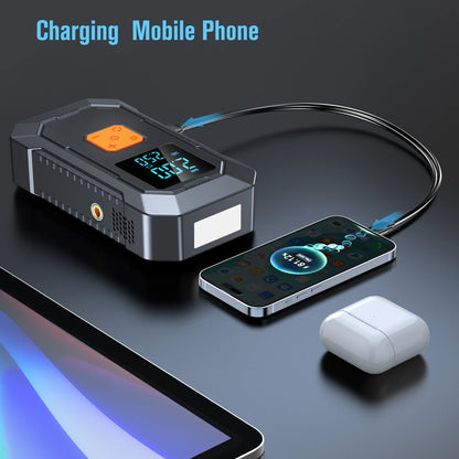 4-in-1 Portable Car Jump Starter & Tire Inflator with LED Light