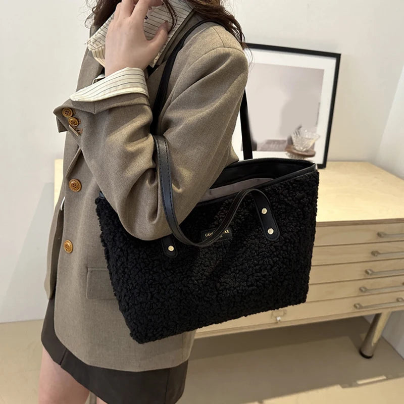 Luxury Lamb Wool Tote Bag