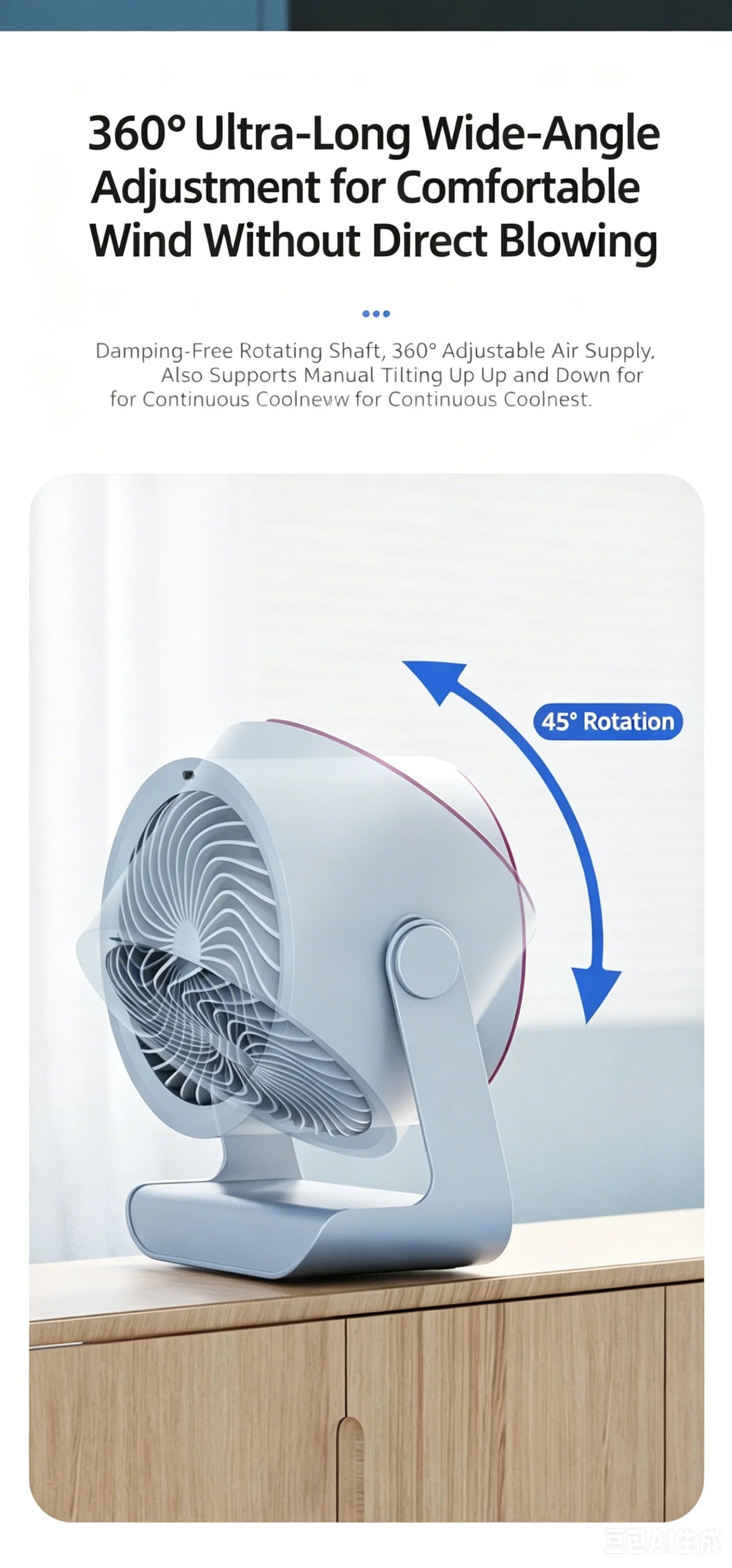 100-Speed Silent Desktop & Wall Mount Fan - 3600mAh Digital Display