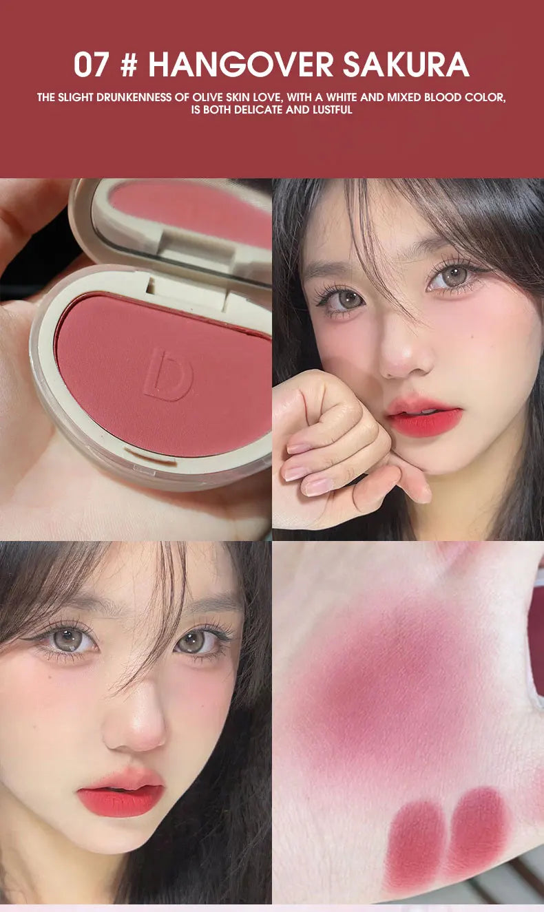 Natural Matte Face Blush & Highlighter Compact - Long-Lasting Glow Palette