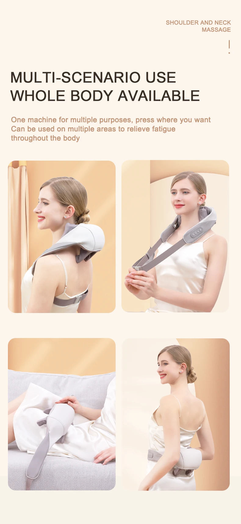 Wireless 6D Deep Tissue Neck & Shoulder Kneading Massager with Heat