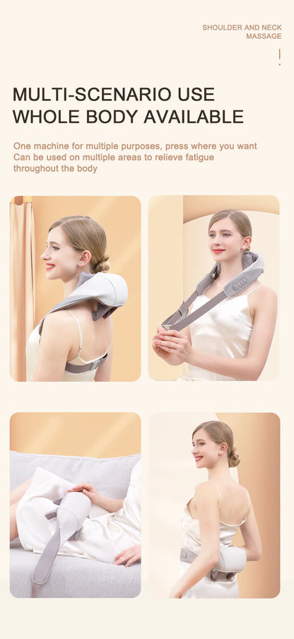 Wireless 6D Deep Tissue Neck & Shoulder Kneading Massager with Heat