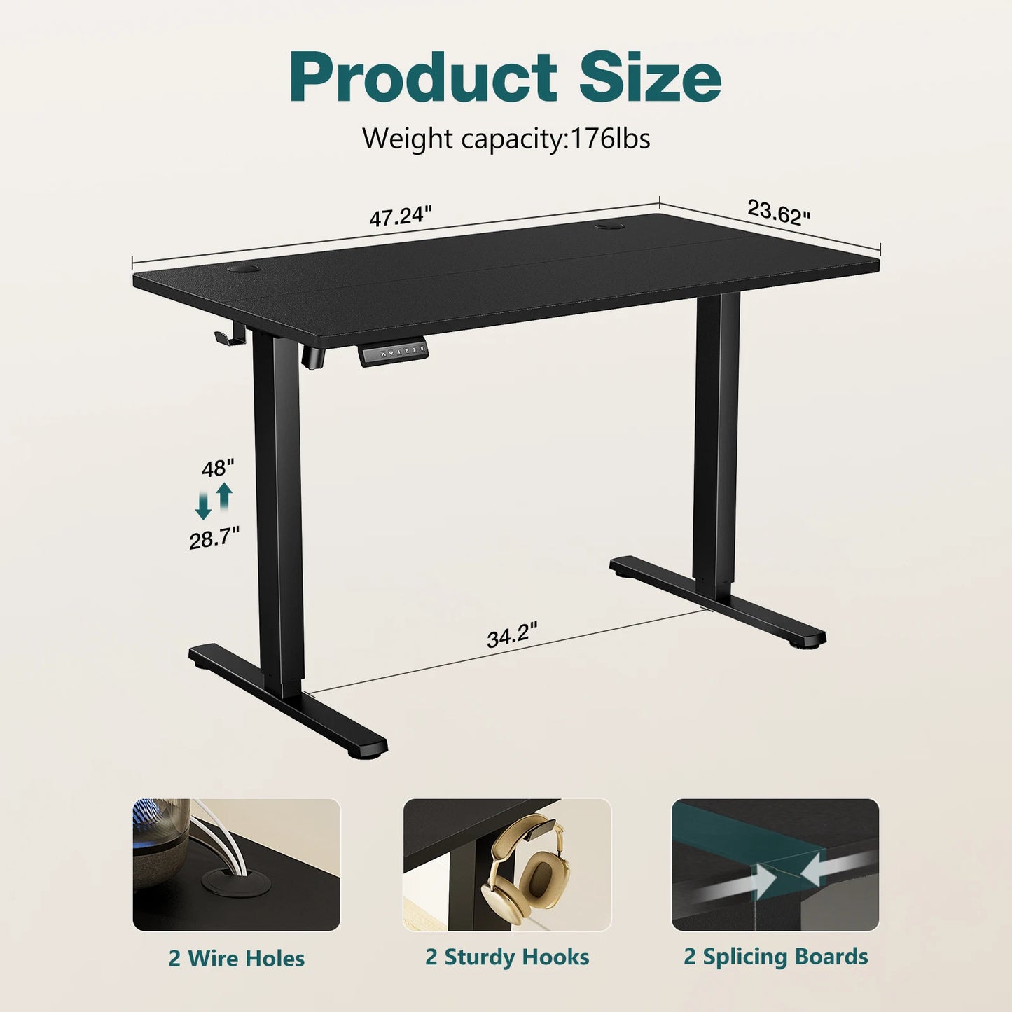 Electric Standing Desk - Ergonomic Height Adjustable Sit Stand Workstation