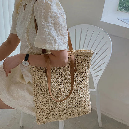 Luxury Bohemian Straw Beach Tote