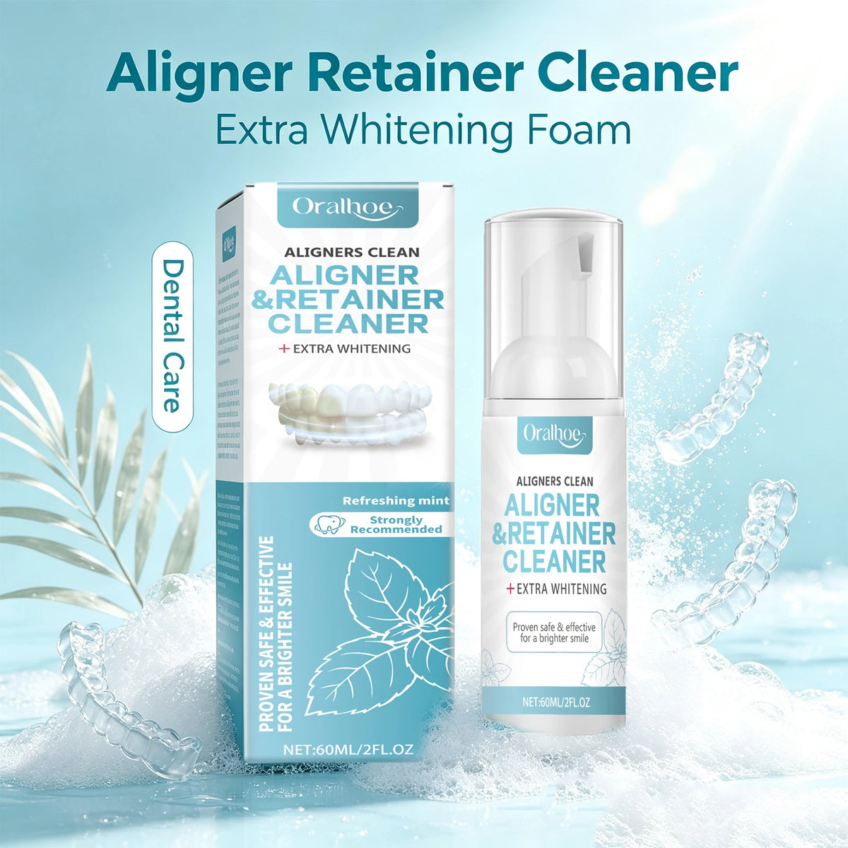 Aligner and Retainer Cleaning Foam Mousse with Whitening Effect