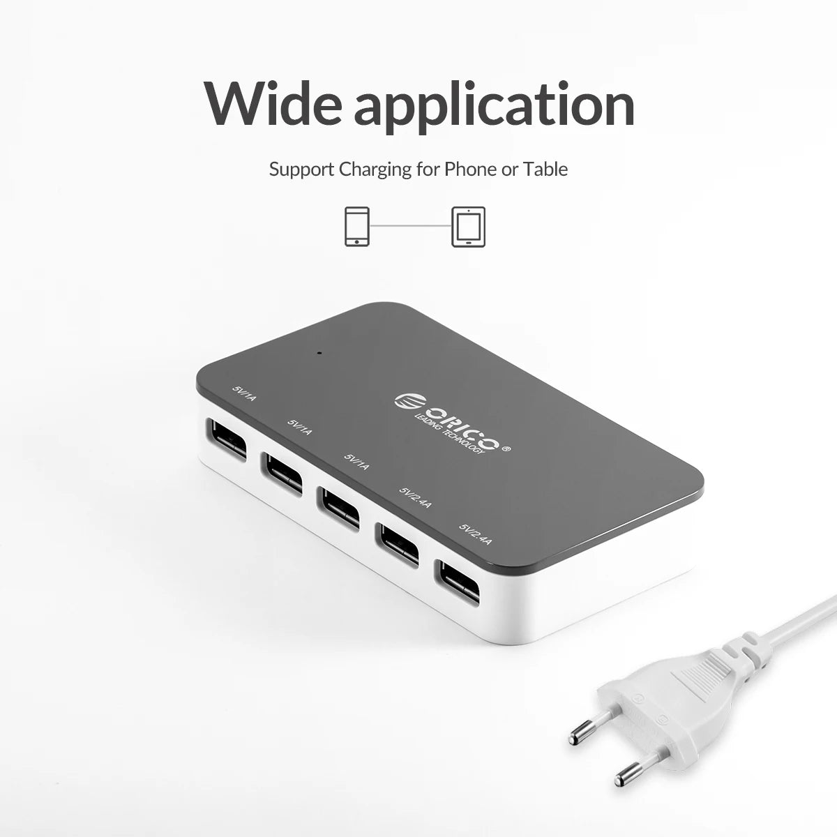 Multi-Port Desktop USB Charging Station - 5-Port Fast Home Office Hub - 23