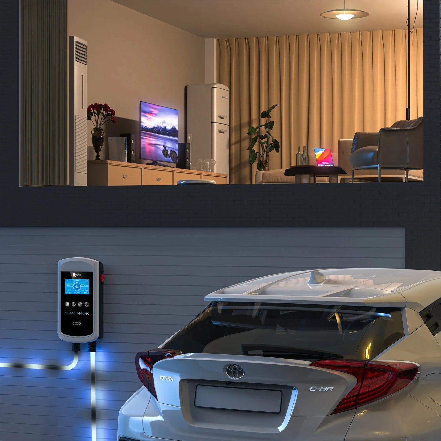 Smart EV Home Charging Station - 7kW-12kW WiFi App Control Wallbox