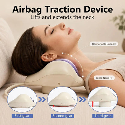 4-in-1 Electric Neck Massager Pillow with Air-Cushion Traction & Heat Therapy