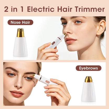 2-in-1 Electric Eyebrow and Nose Hair Trimmer - Painless Grooming Tool
