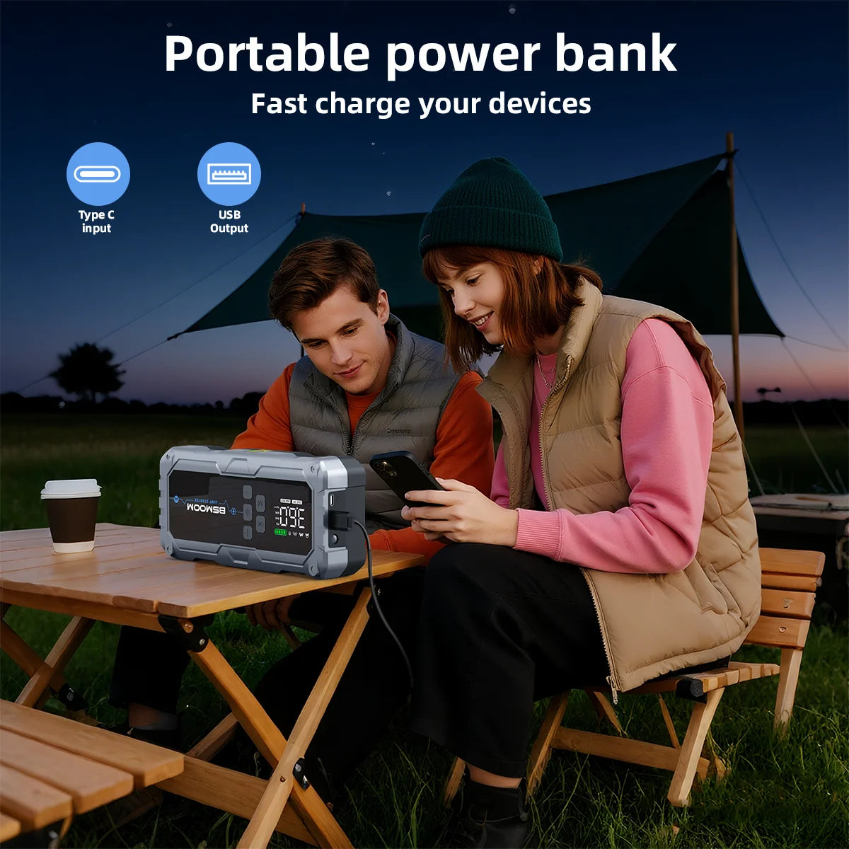 7000A Portable Car Jump Starter with 150PSI Air Compressor & Power Bank - 22