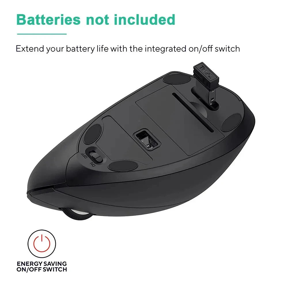Wireless Ergonomic Vertical Mouse - 2.4GHz Optical Mouse with 3 Adjustable DPI - 19
