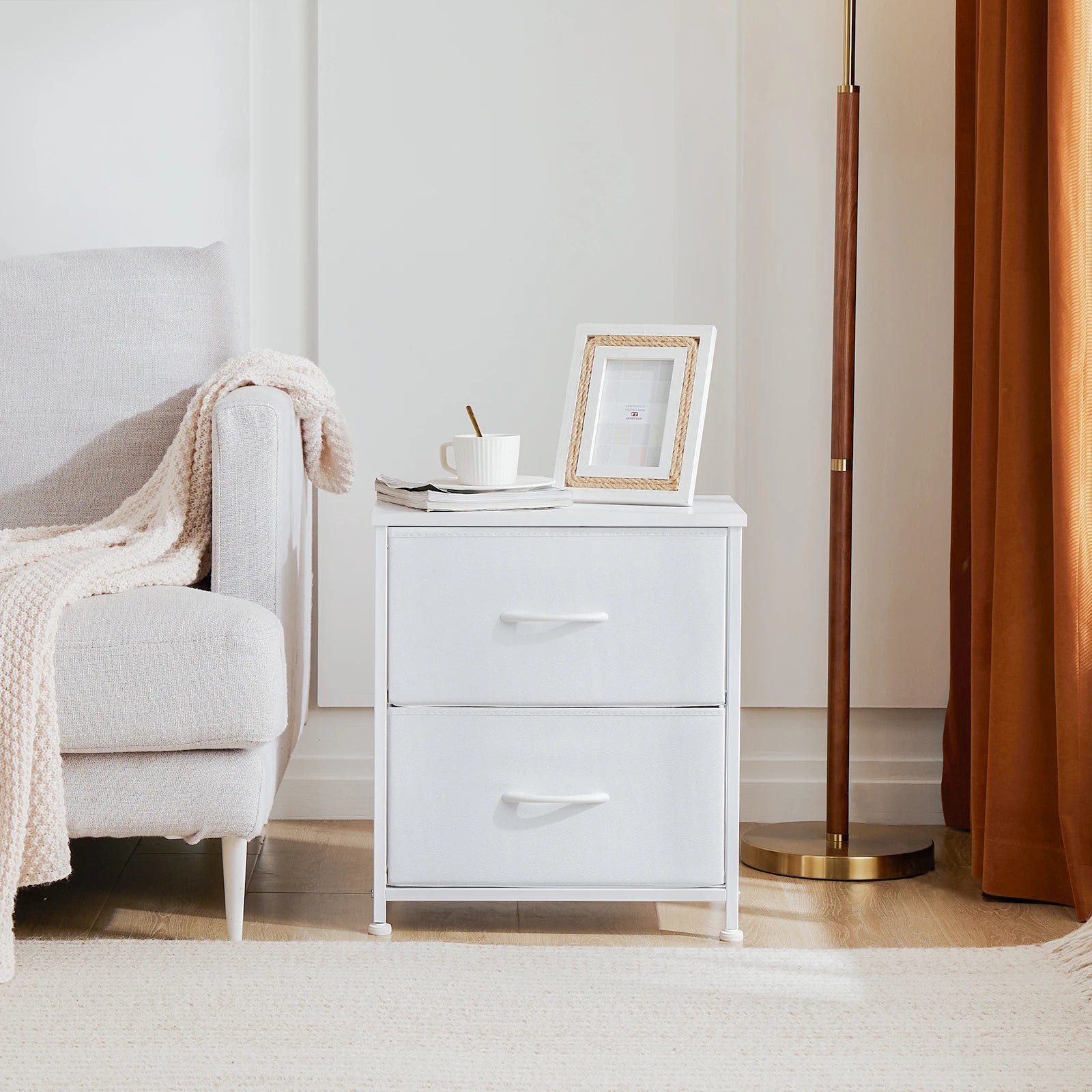 Modern 2-Drawer Nightstand with Sturdy Metal Frame & Wooden Top - 18