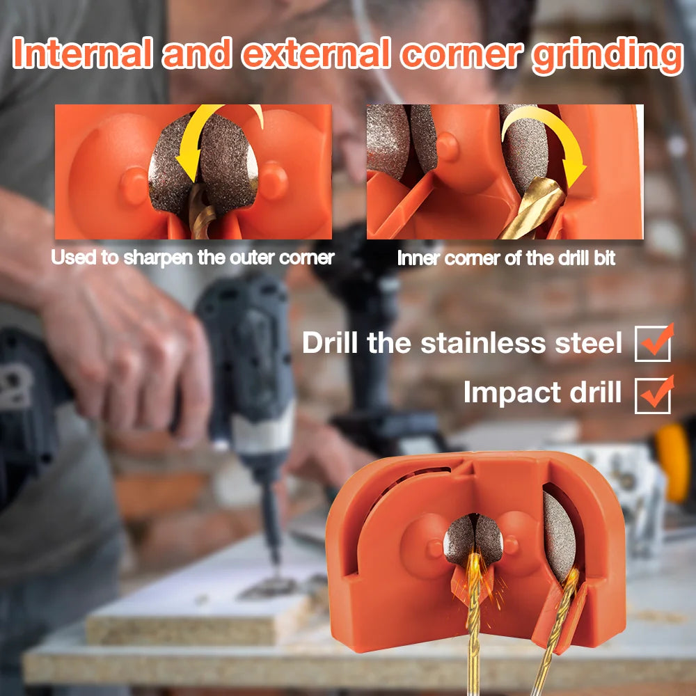 Twist Drill Bit Sharpener Tool for 2-16mm Bits - Portable Grinder Powered by Electric Drill - 3
