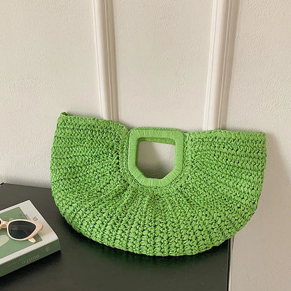 Luxury Half-Moon Straw Tote