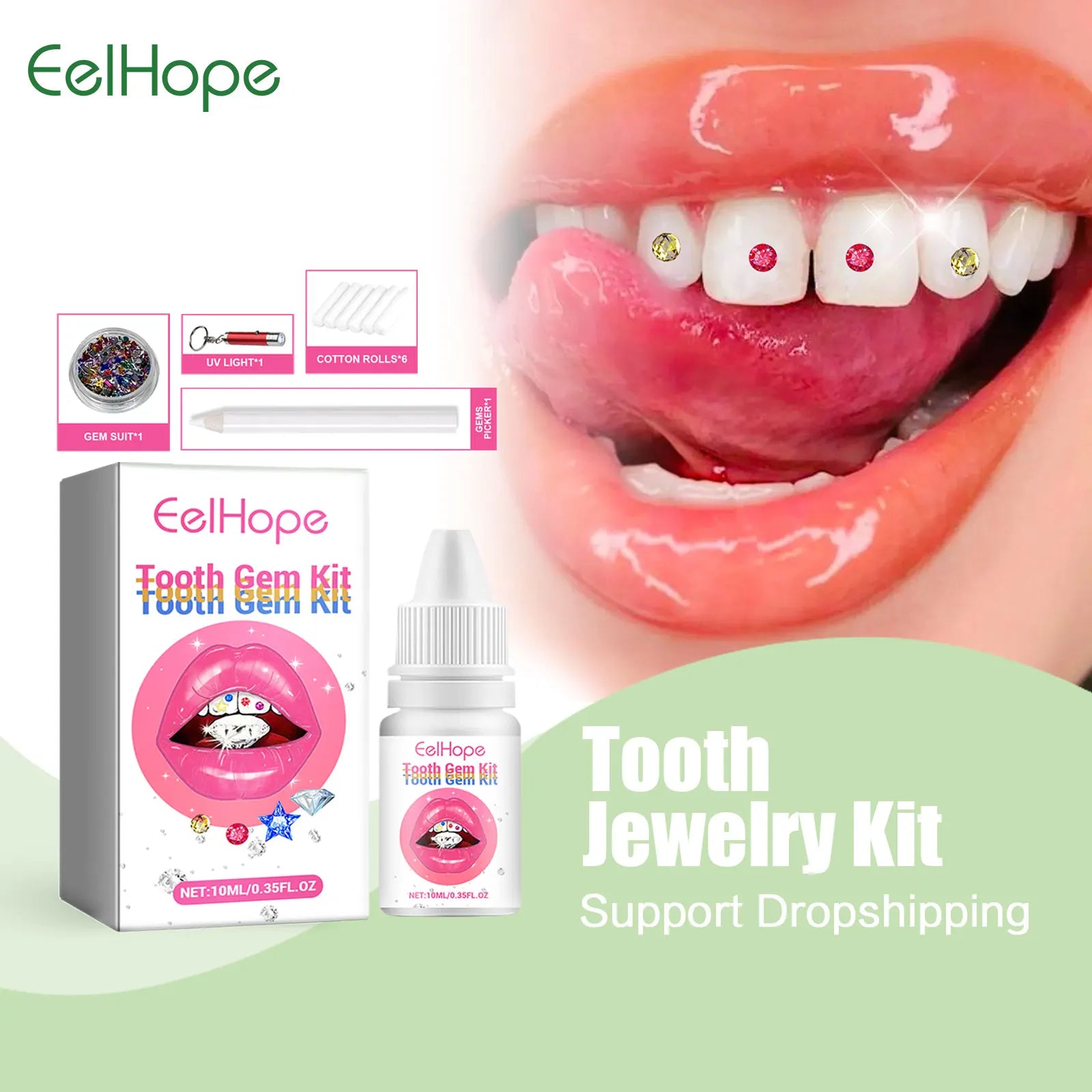 Professional DIY Tooth Gem Kit with UV Light for Sparkling Dental Jewelry - 1