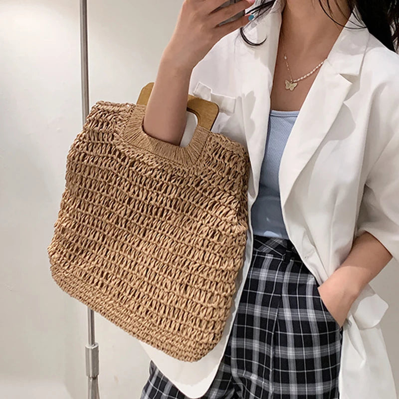 Luxury Woven Straw Beach Tote
