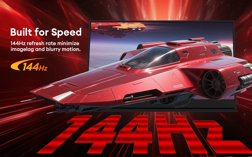 16.1" 144Hz Portable Gaming Monitor - 100% sRGB FHD Ultrathin IPS Display
