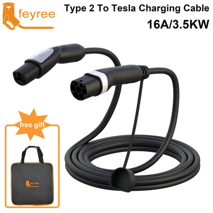 7KW Type 2 to Tesla NACS EV Charging Cable 5M for Model 3 Y X S