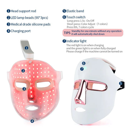 7 Color LED Face & Neck Mask - Anti-Aging Light Therapy