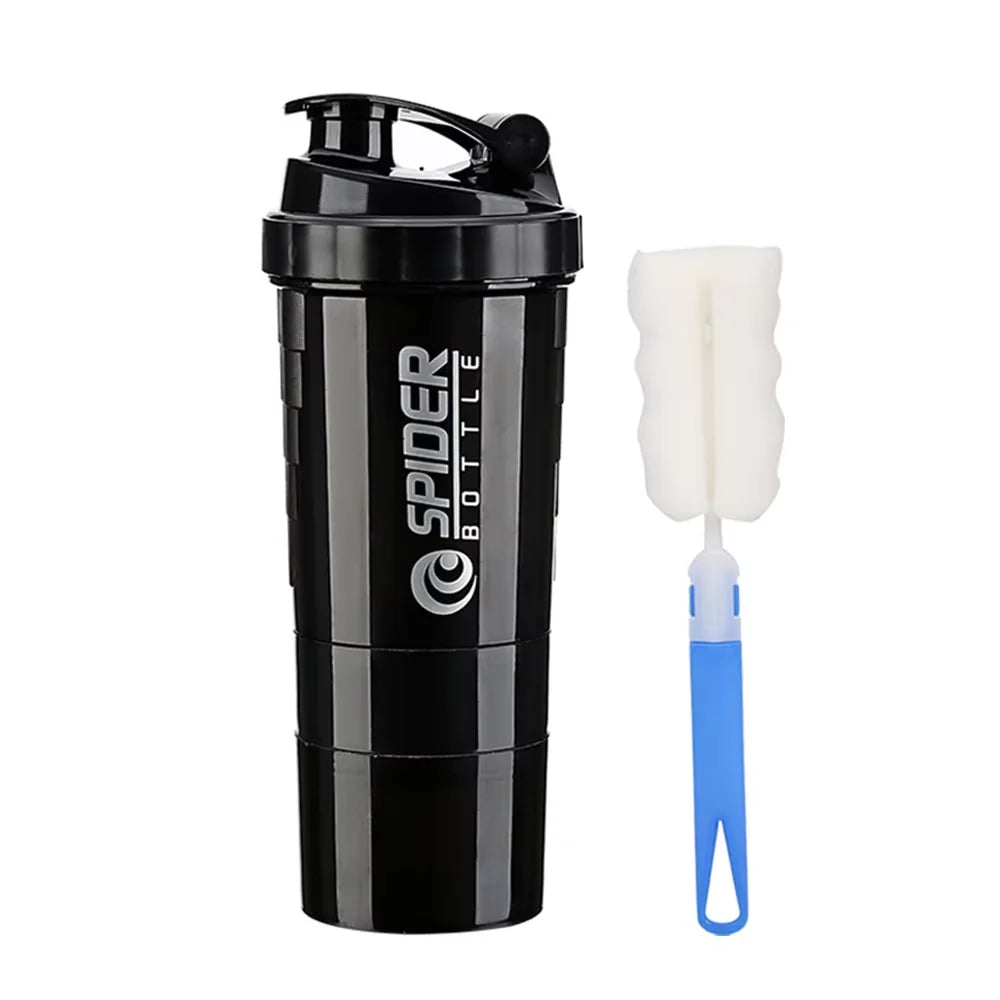 3-Layer Portable Protein Shaker Bottle - Leak-Proof Gym Mixing Cup - 25