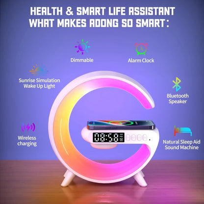 Multifunction 15W Wireless Charger, Bluetooth Speaker & RGB Alarm Clock