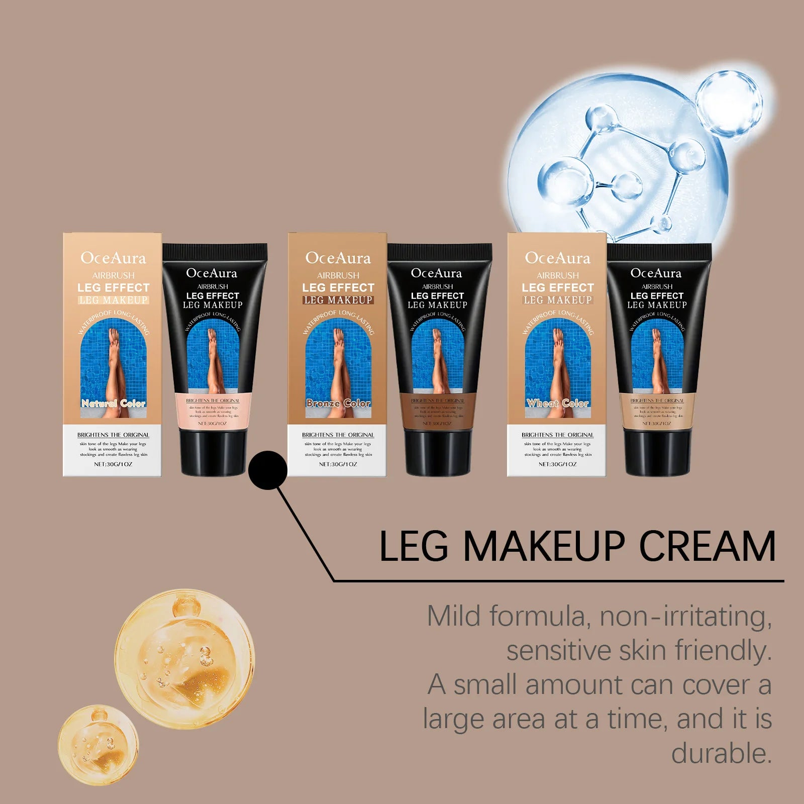 Waterproof Leg Foundation & Body Concealer - Flawless Coverage Cream - 10