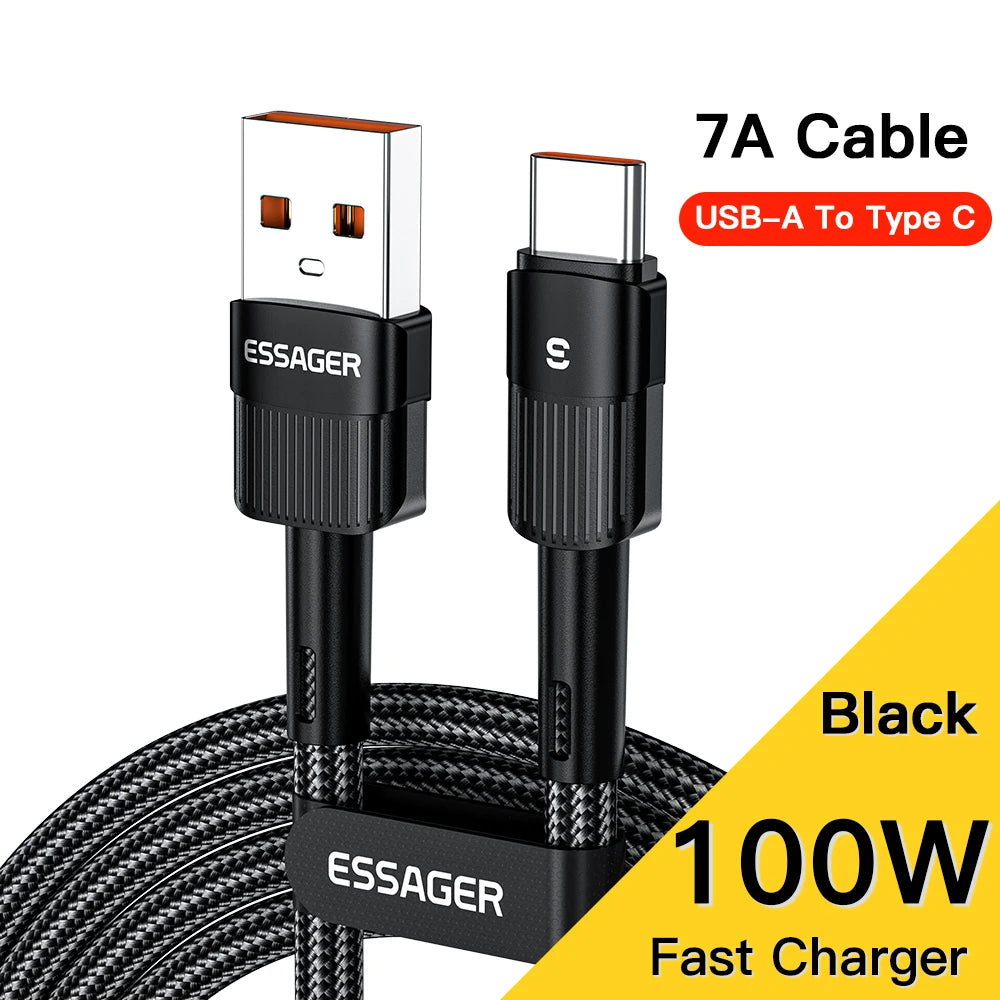 Essager 100W Fast Charging USB-C Cable - High-Speed Data Sync & Power - 28
