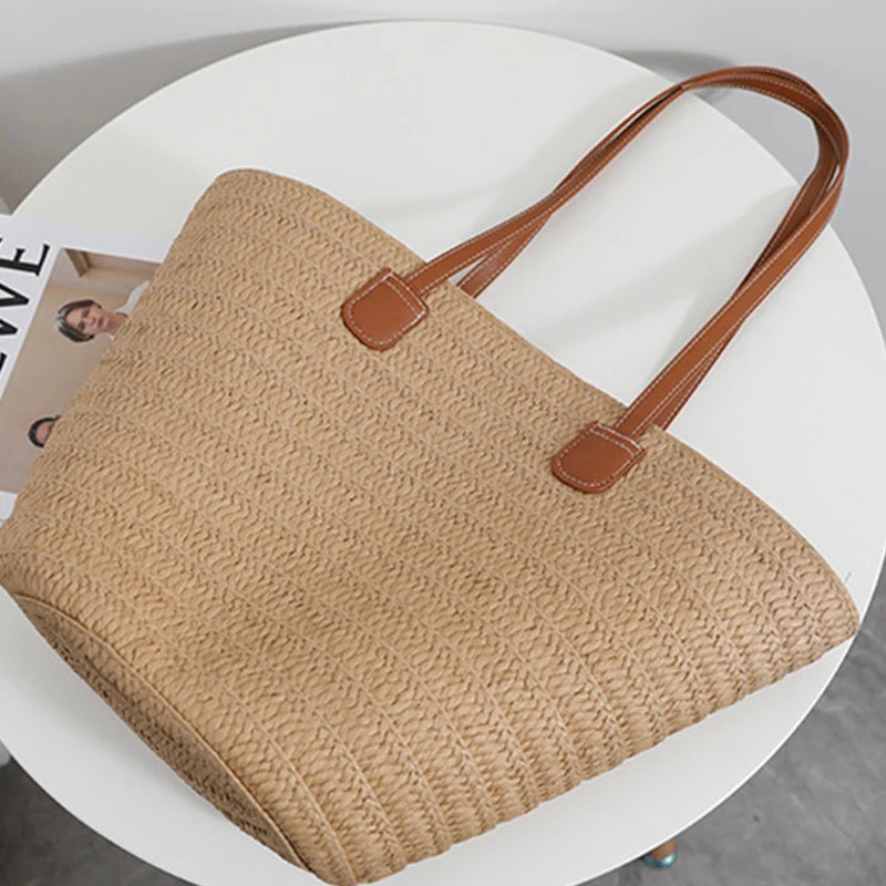 Luxury Bohemian Knitted Straw Tote