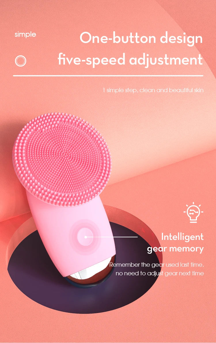 Sonic Electric Silicone Facial Cleansing Brush – Waterproof Skin Exfoliator - 12
