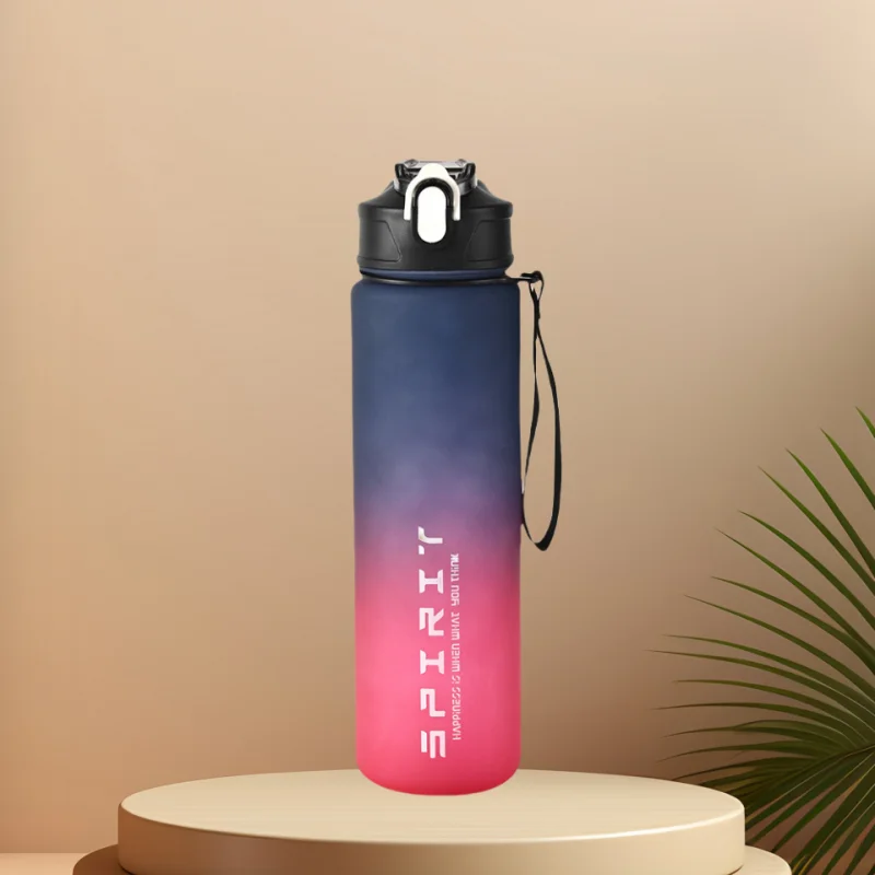 Motivational 750ml Sports Water Bottle with Time Marker & Leak-Proof Straw