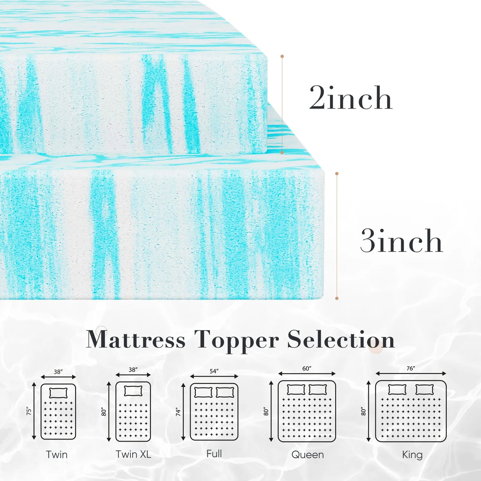 2-Inch Gel Memory Foam Mattress Topper - Cooling & Pressure Relieving - 17