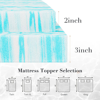 2-Inch Gel Memory Foam Mattress Topper - Cooling & Pressure Relieving