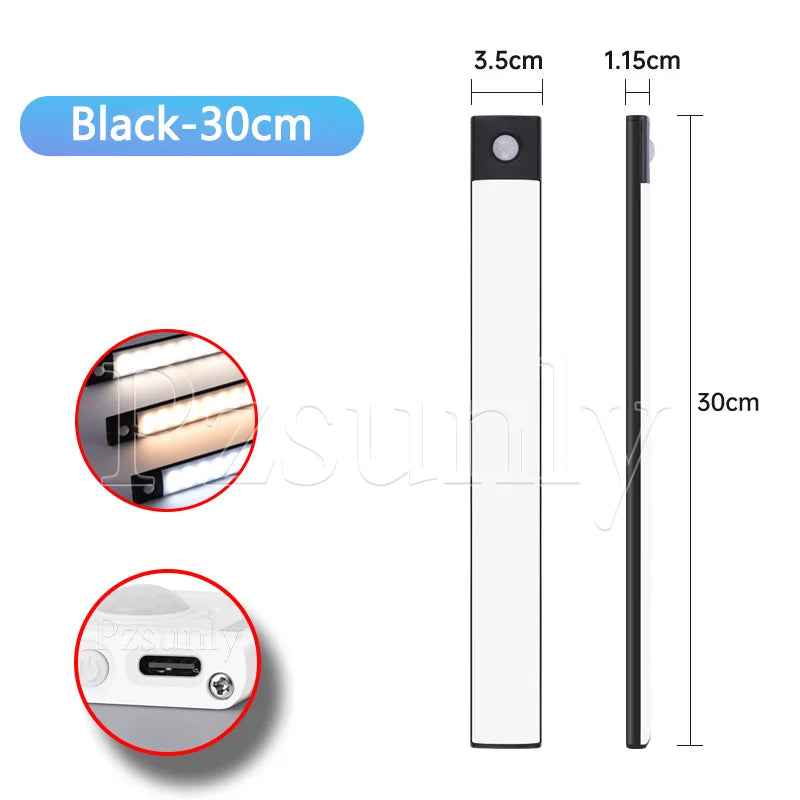 Ultra-Thin LED Under Cabinet Light - USB Rechargeable Motion Sensor Closet & Wardrobe Lighting