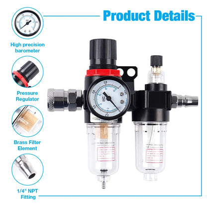 G1/4 Air Compressor Water Oil Separator - Filter Pressure Regulator & Lubricator
