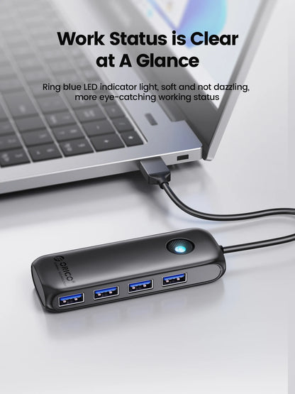 4-Port USB 3.0 Hub High-Speed Data Splitter & Multi-Device Extender