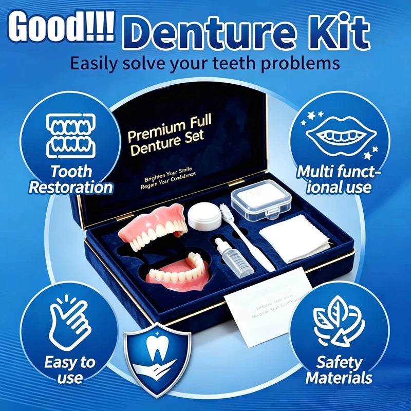 Natural Cosmetic Denture Set - Realistic Upper & Lower Teeth for Instant Smile - 6