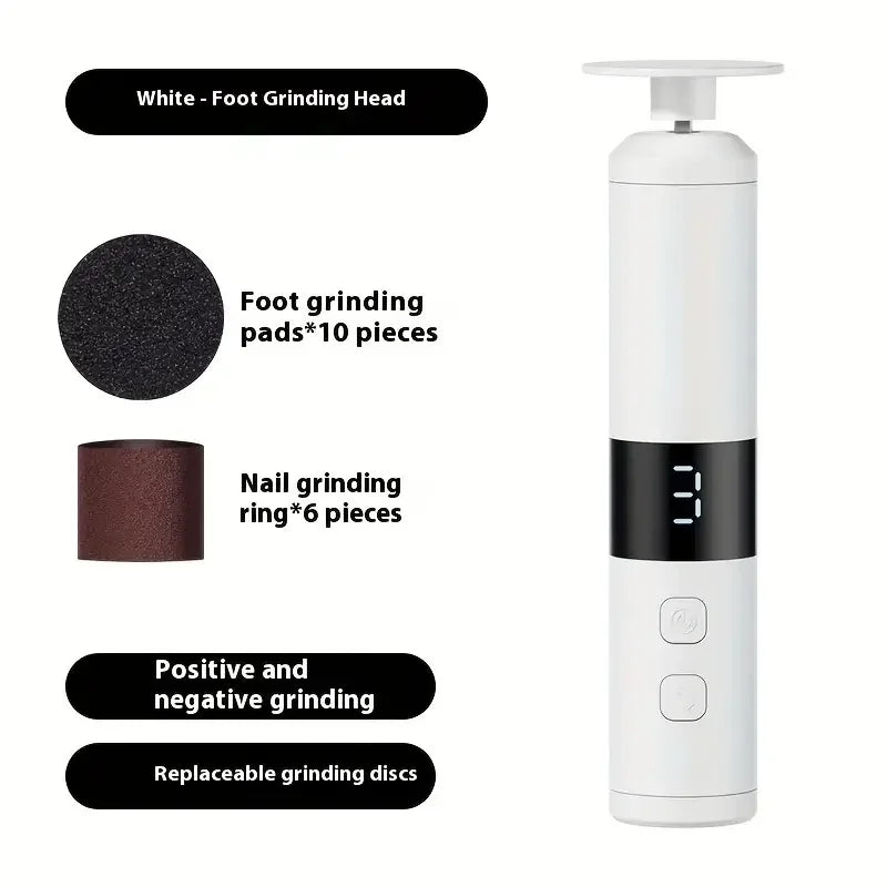 Electric Foot Callus Remover & Nail Polisher Set - 3-Speed Rechargeable Pedicure Tool - 14