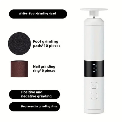 Electric Foot Callus Remover & Nail Polisher Set - 3-Speed Rechargeable Pedicure Tool