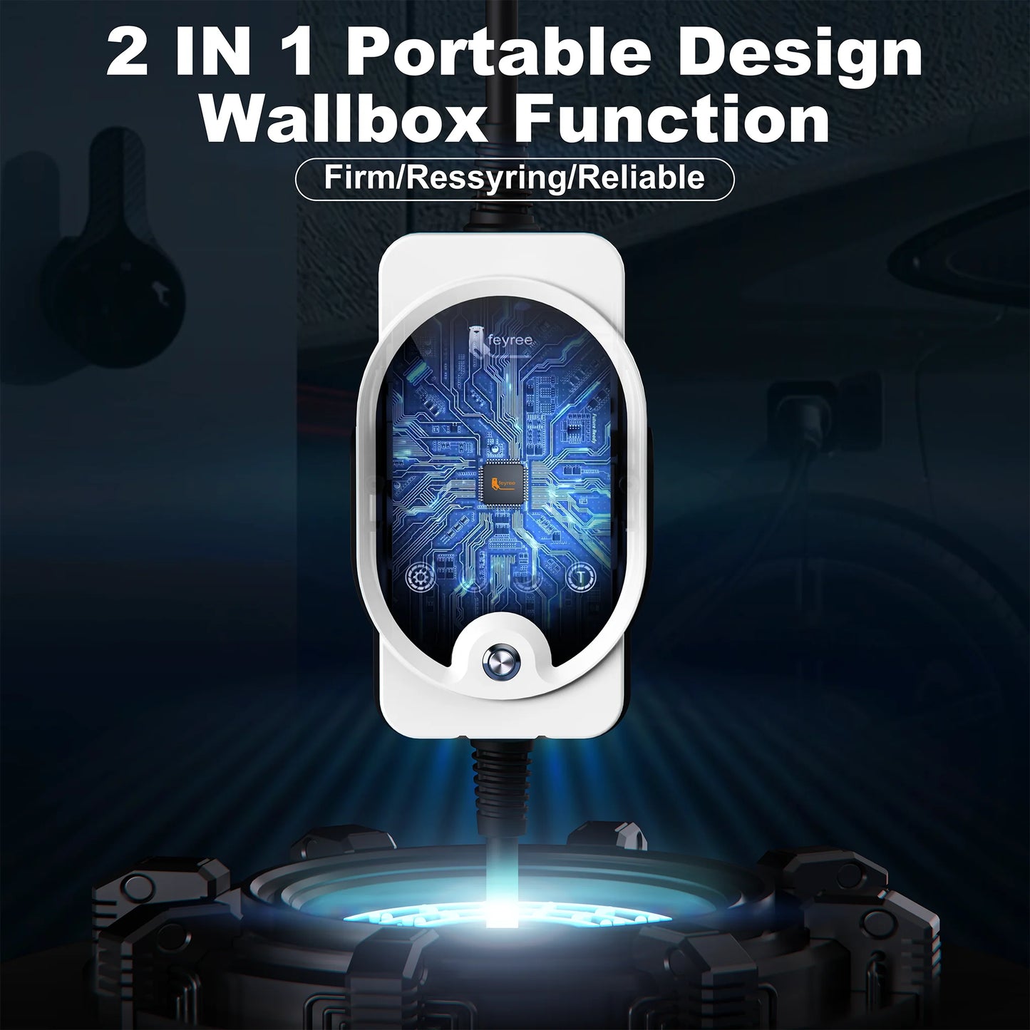 11KW Type 2 Smart EV Wallbox Charger - Portable 3-Phase Electric Car Station