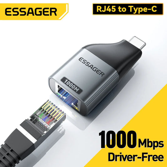 USB-C to Gigabit Ethernet Adapter - High-Speed RJ45 Wired Network Converter