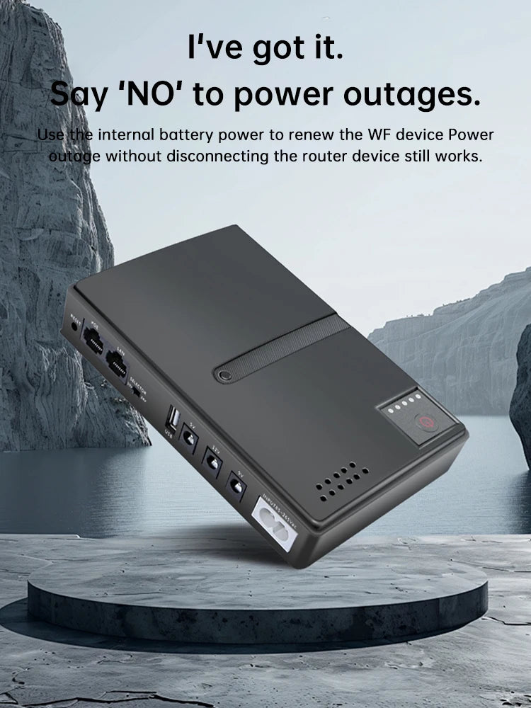 Mini DC UPS Battery Backup for Routers, Modems & Cameras 5V/9V/12V