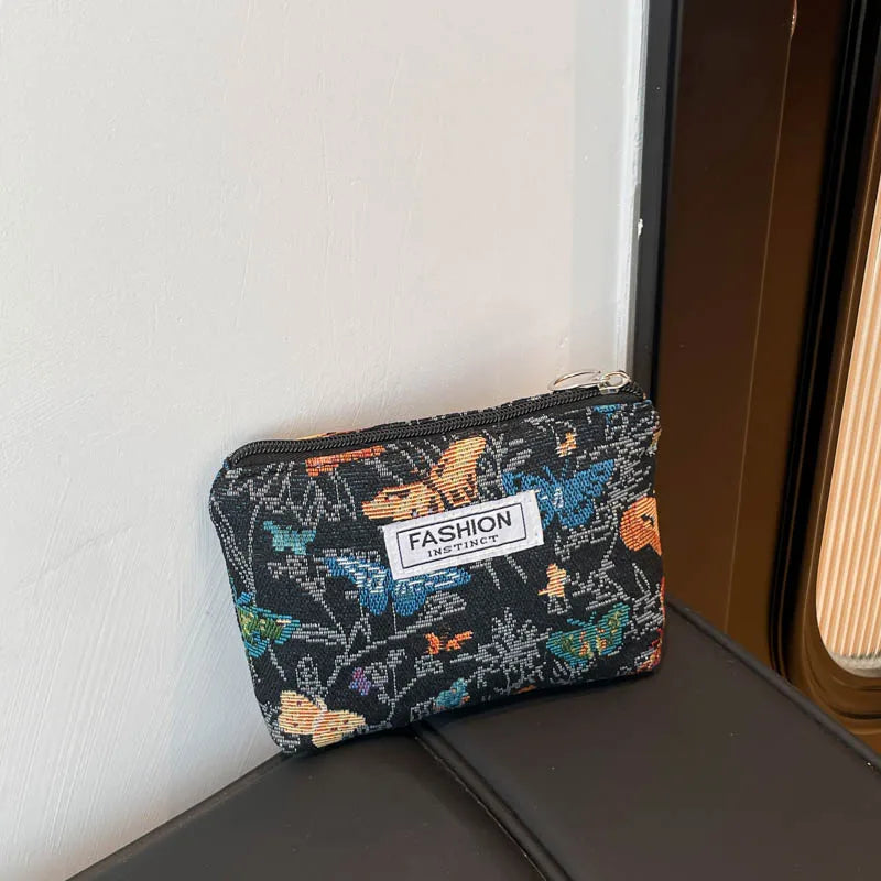 Luxury Retro Floral Canvas Clutch