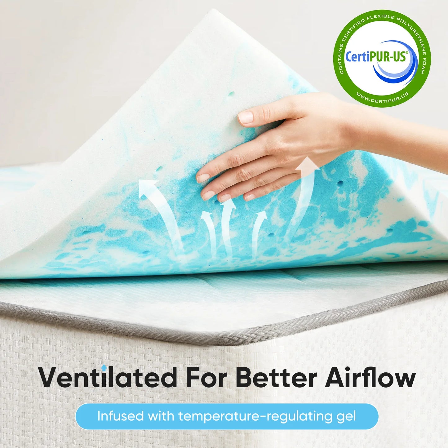 2-Inch Gel Memory Foam Mattress Topper - Cooling & Pressure Relieving
