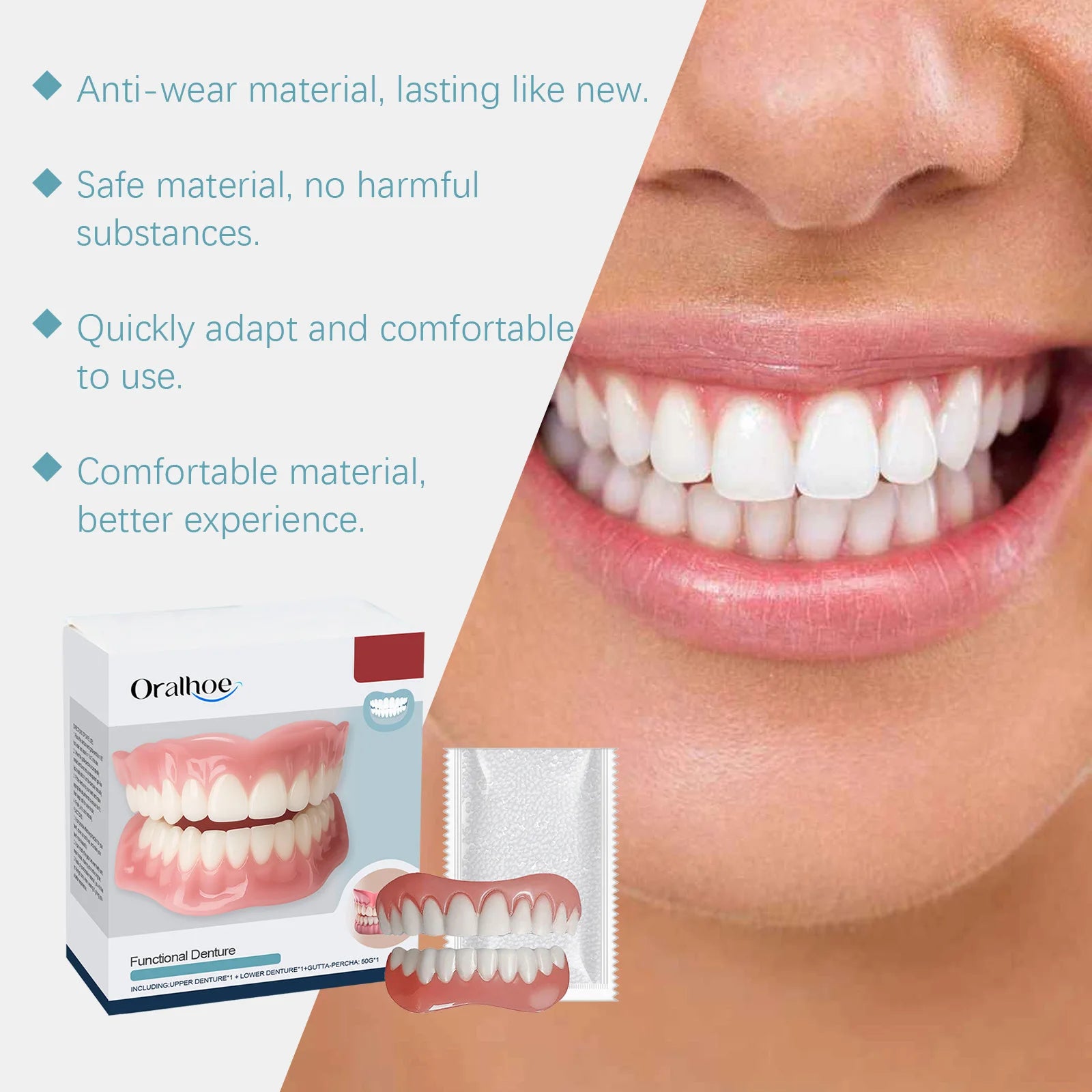Silicone Dental Repair Kit - Removable Cosmetic Dentures for Natural Smile - 19